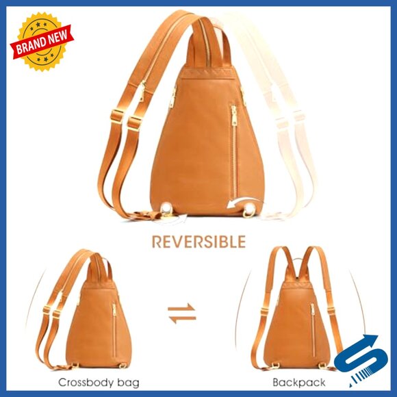 Top Grain Leather Crossbody Sling Bag with RFID Blocking Travel Backpack main image 4